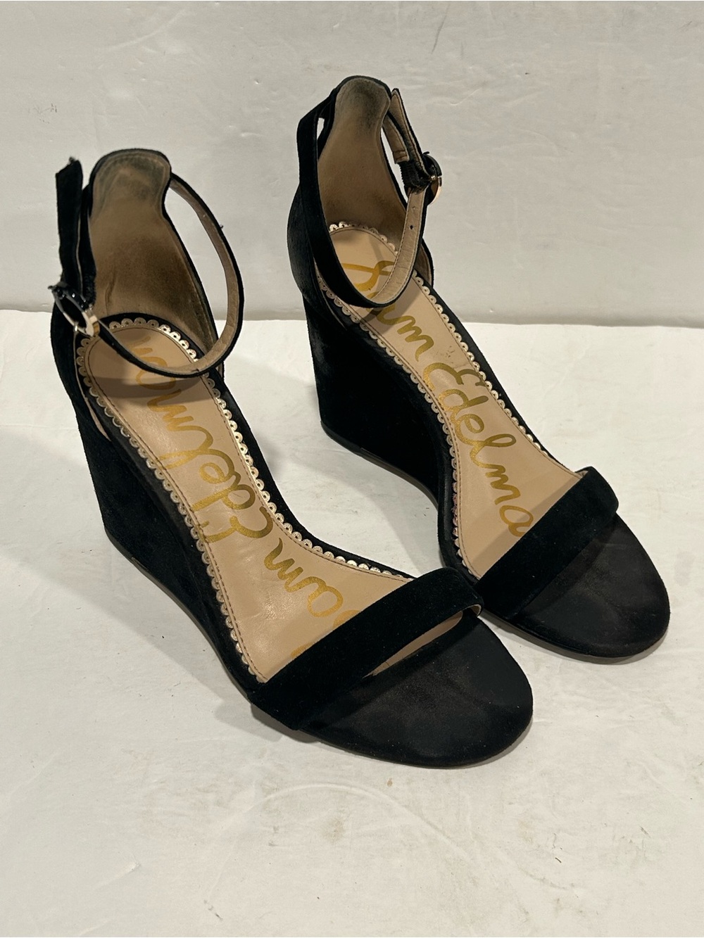 Sam Edelman Neesa Black Suede Wedge Sandals - Women's Size 6M Boho Capsule